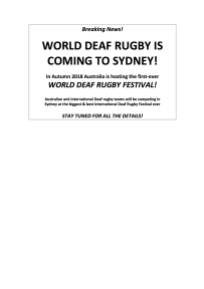 WORLD DEAF RUGBY IS COMING TO SYDNEY